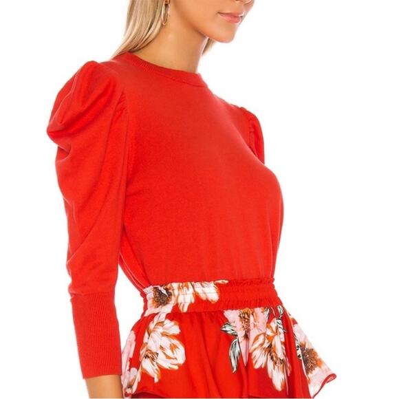 MISA Los Angeles Guthrie Flame Red Puff Long Sleeve Sweater - Picture 2 of 13